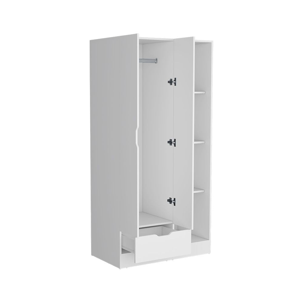 Dover Armoire with Shelves, Hanging Rod, and Drawer