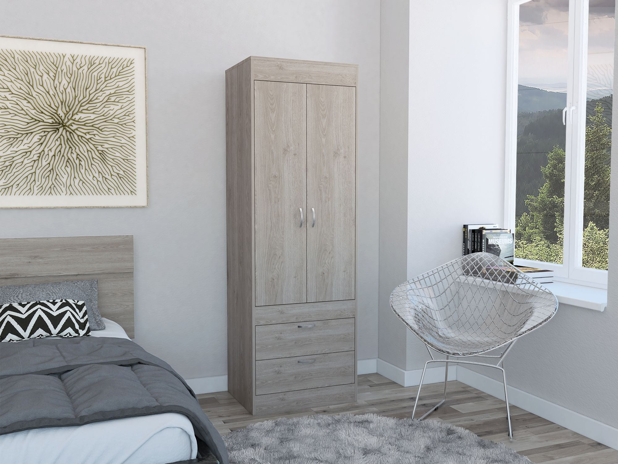 Tarento Light Gray Bedroom Armoire