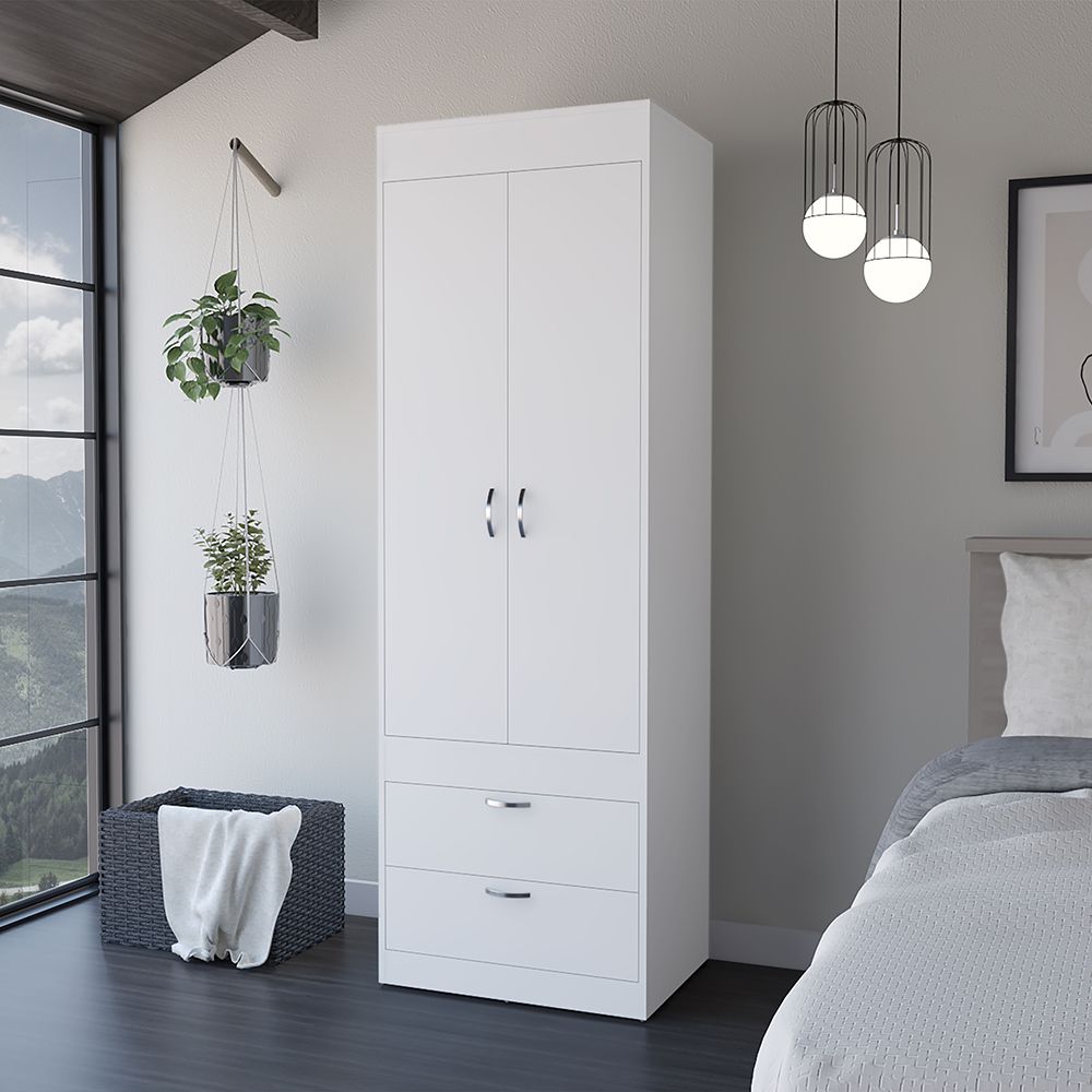 Armoire Tarento,Two Drawers, White Finish