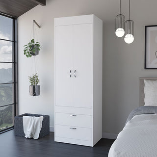 Armoire Tarento,Two Drawers, White Finish