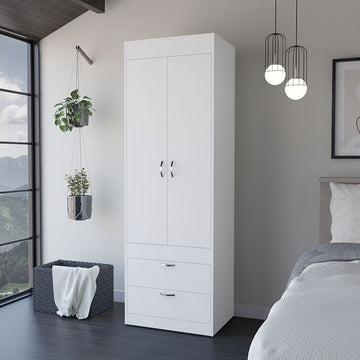 Armoire Tarento,Two Drawers, White Finish