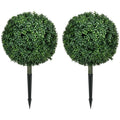 Set of 2 Artificial Boxwood Topiary Trees with Ground Stakes – Realistic & Maintenance-Free