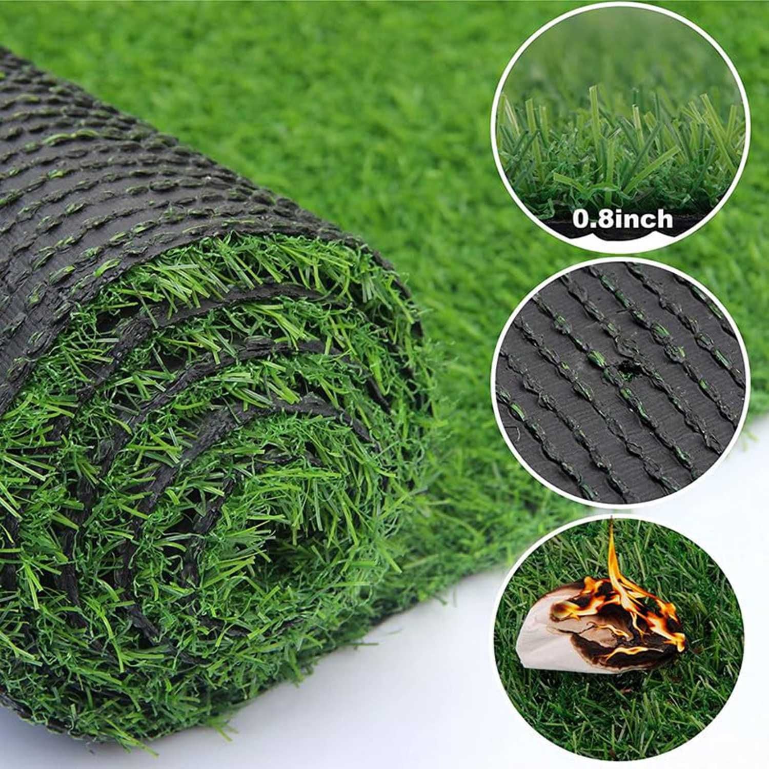 Artificial Grass Turf – 0.8 Fake Grass for Patio, Garden & Yard