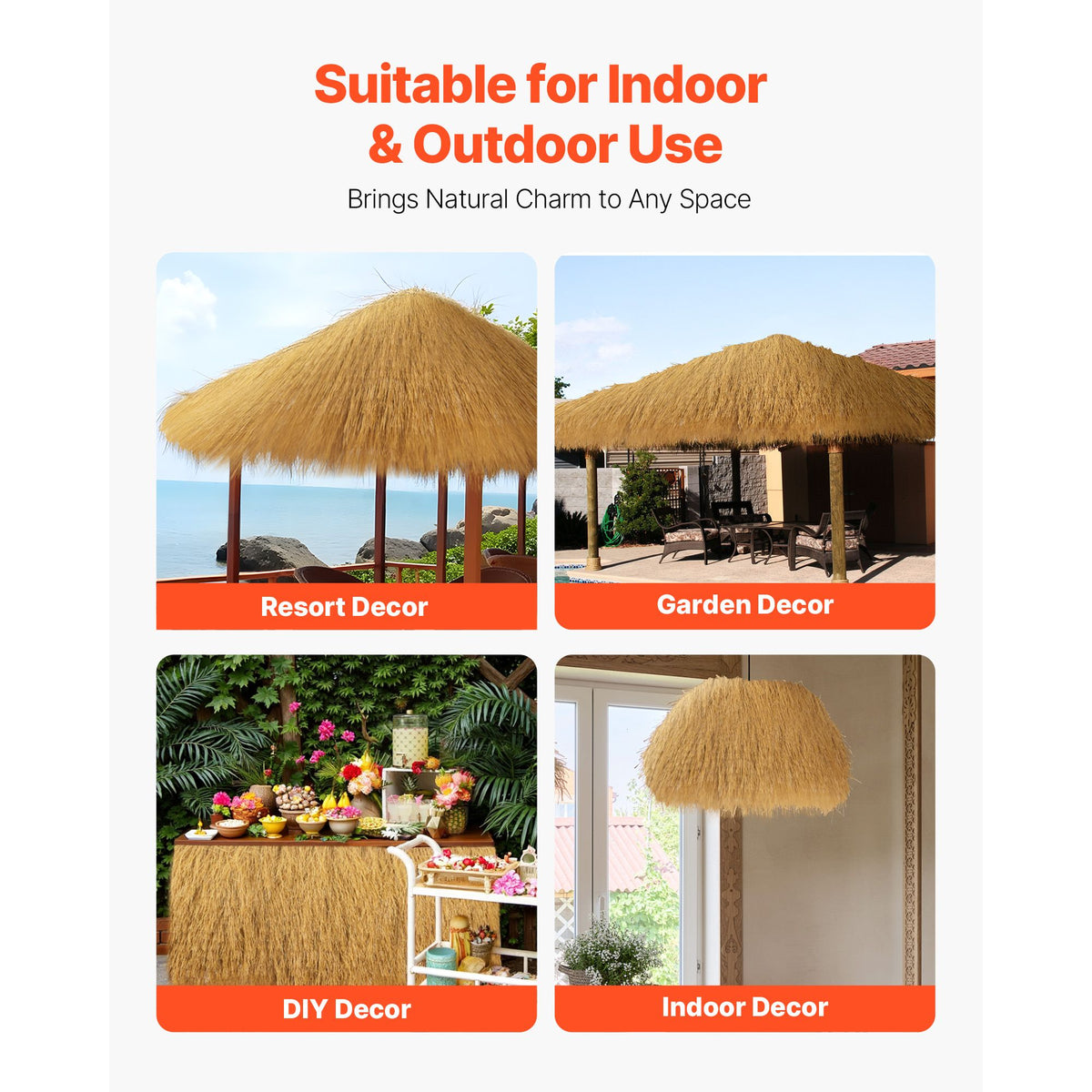 Lifelike Artificial Thatch Roofing Roll for Tropical Decor