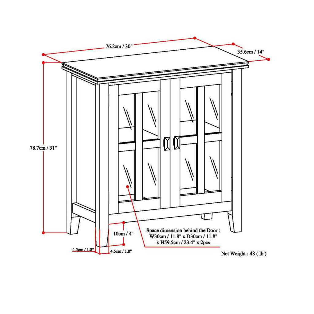 Low Storage Cabinet with Adjustable Shelves – Hickory Brown