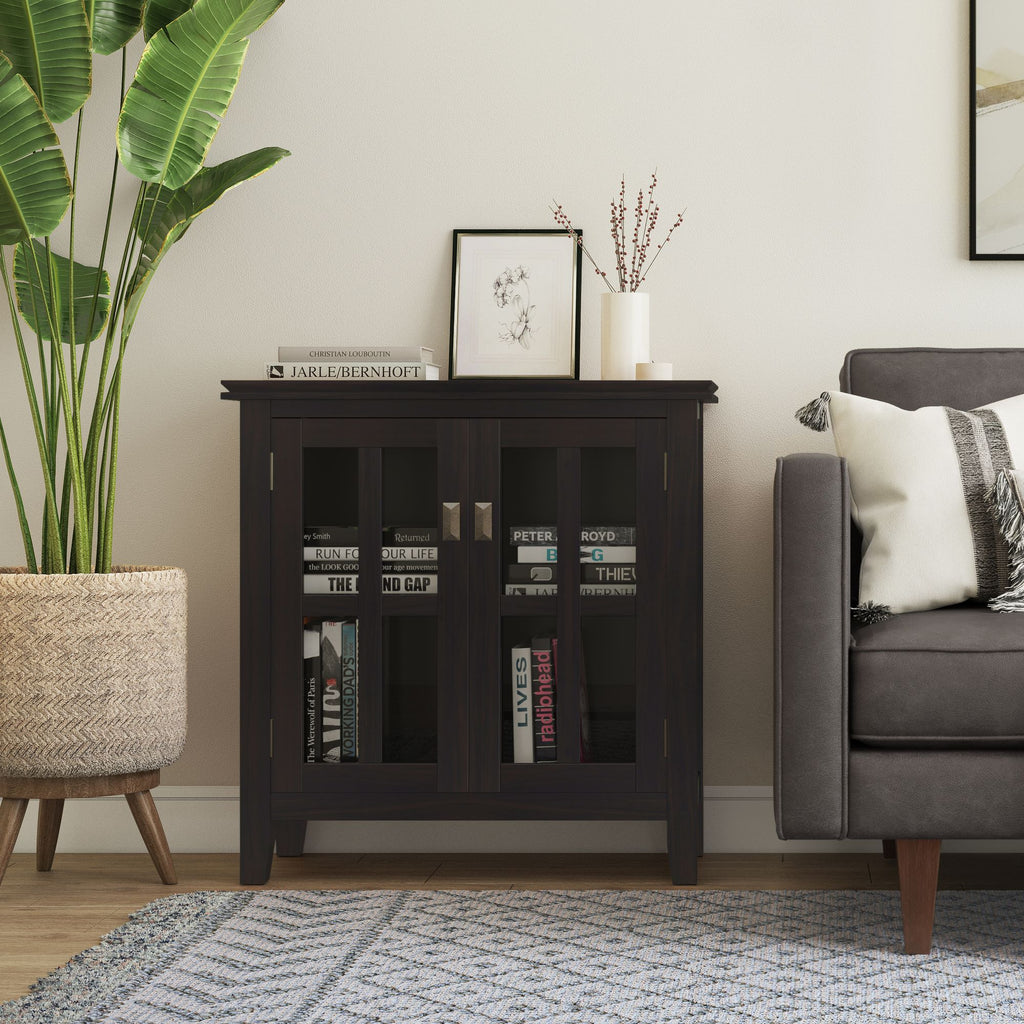 Low Storage Cabinet with Adjustable Shelves – Hickory Brown