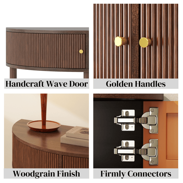 Wave-Pattern Demi-Lune Console Table with Drawers