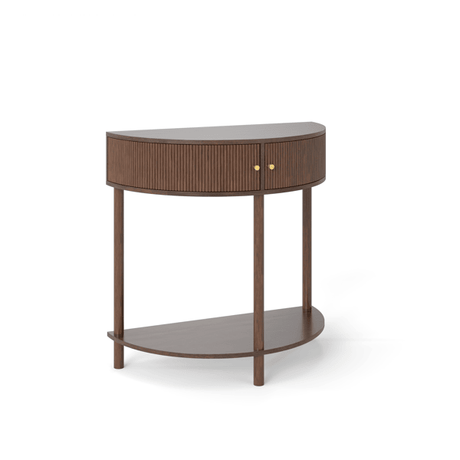 Wave-Pattern Demi-Lune Console Table with Drawers