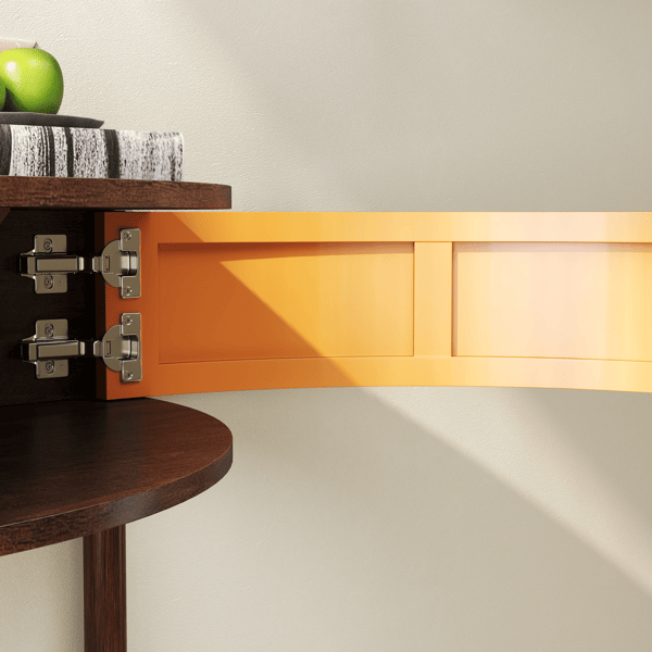 Wave-Pattern Demi-Lune Console Table with Drawers