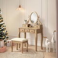Ashley Gold Makeup Vanity With Mirror, Drawers, and Stool