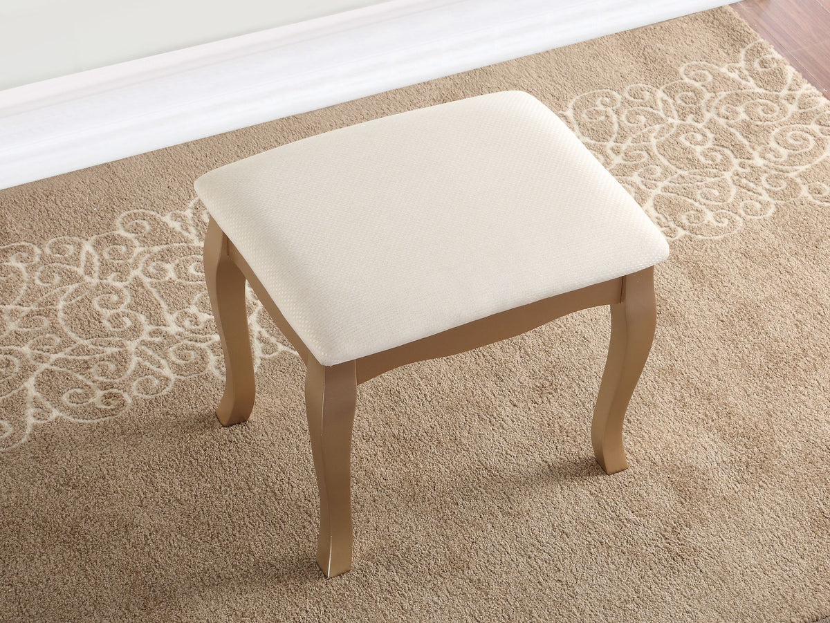 Ashley Gold Makeup Vanity With Mirror, Drawers, and Stool