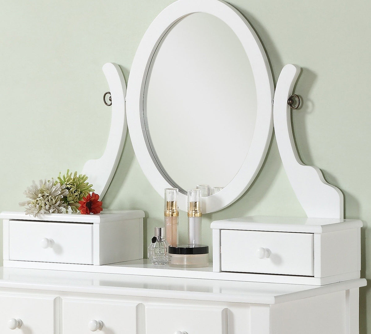 Ashley Wood Make-Up Vanity Table and Stool Set with 5 Drawers