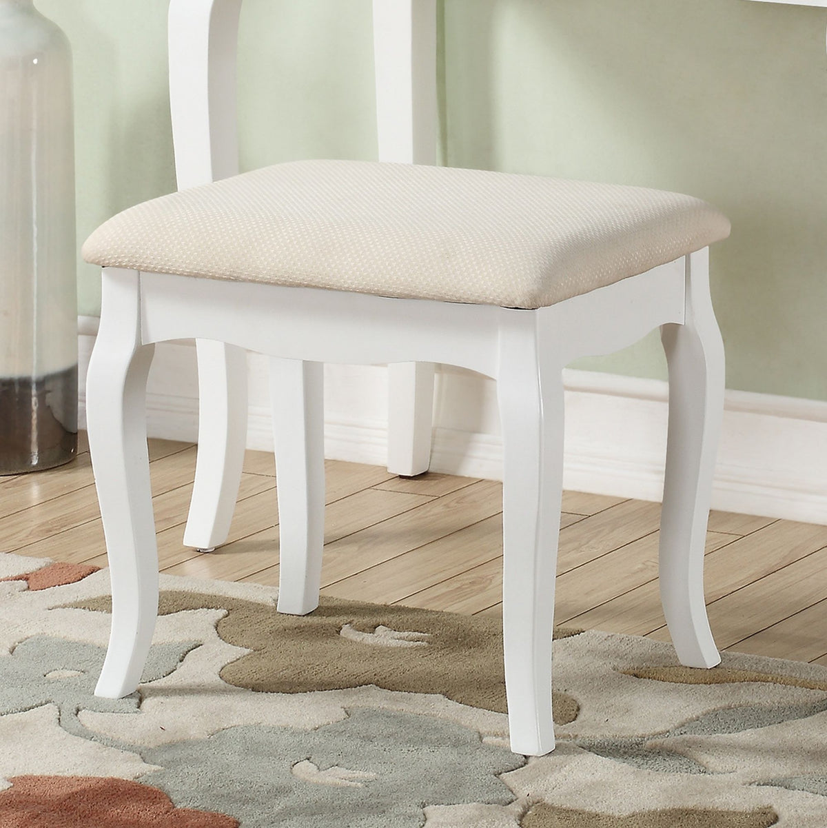 Ashley Wood Make-Up Vanity Table and Stool Set with 5 Drawers