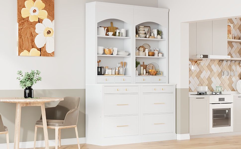 TOPMAX Tall Kitchen Pantry Cabinet Set with Drawers