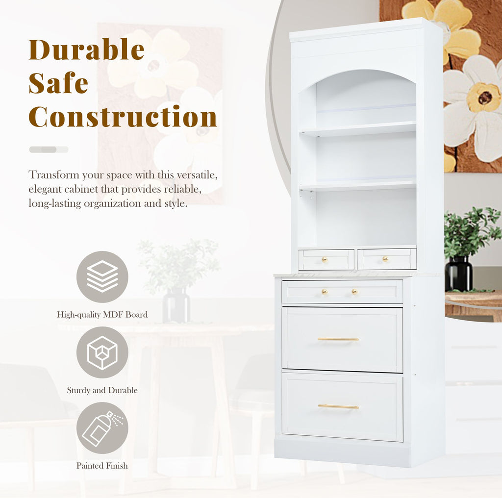 TOPMAX Tall Kitchen Pantry Cabinet Set with Drawers