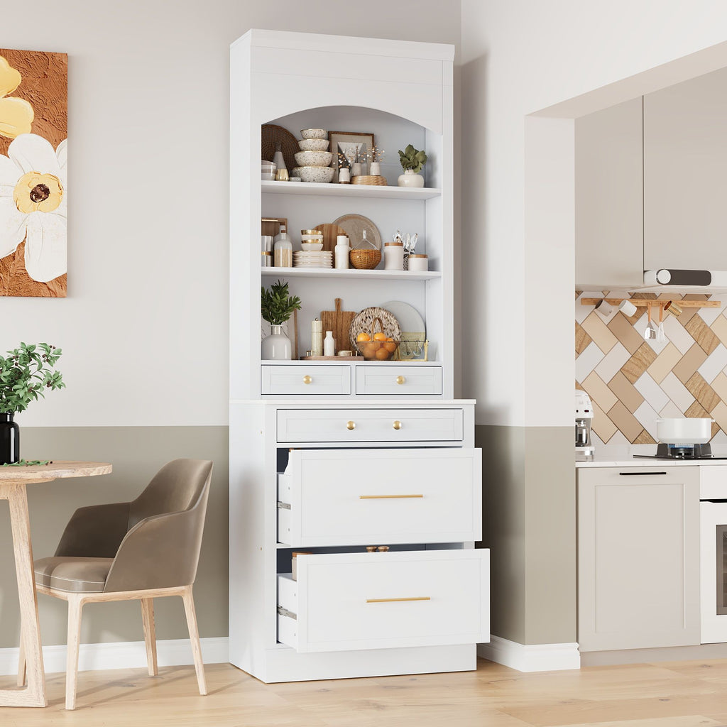 TOPMAX Tall Kitchen Pantry Cabinet Set with Drawers