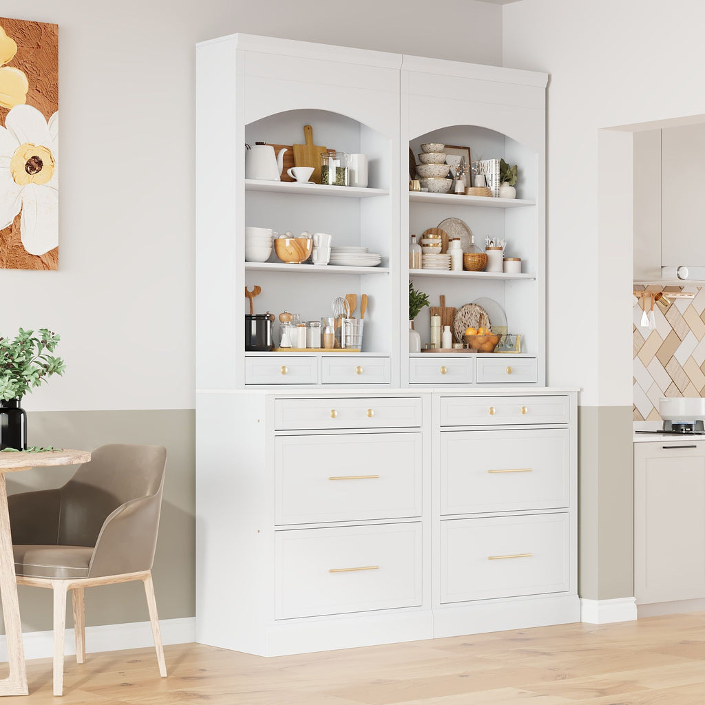 TOPMAX Tall Kitchen Pantry Cabinet Set with Drawers