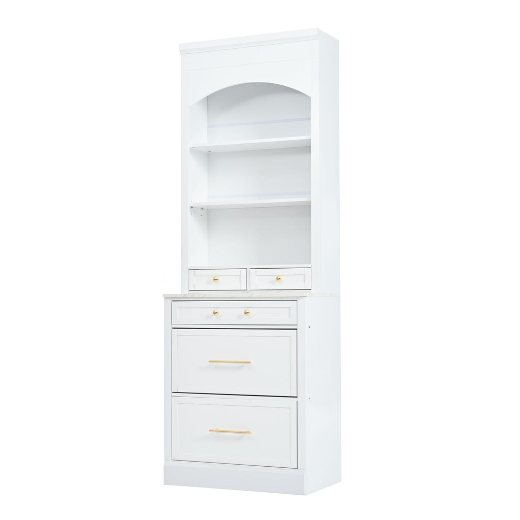TOPMAX Tall Kitchen Pantry Cabinet Set with Drawers
