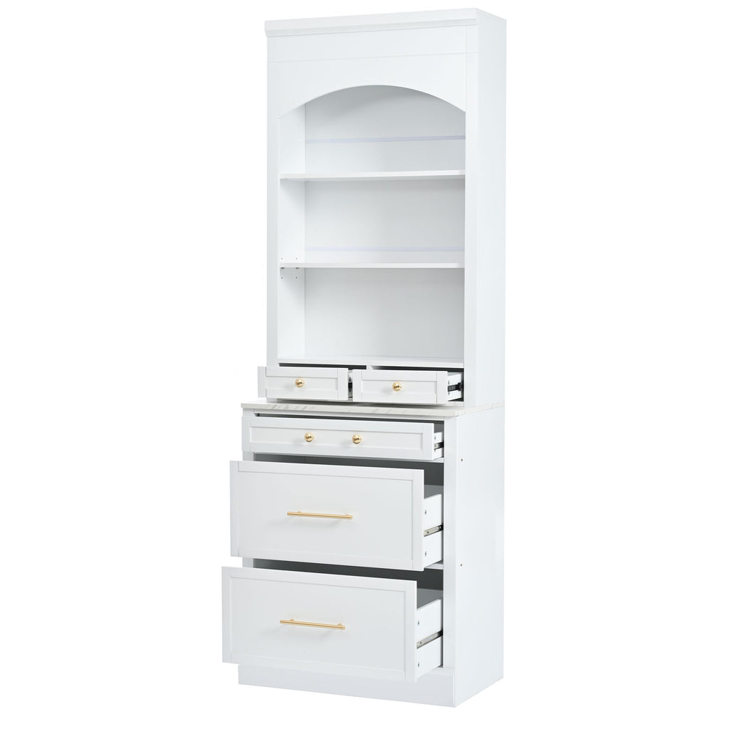 TOPMAX Tall Kitchen Pantry Cabinet Set with Drawers