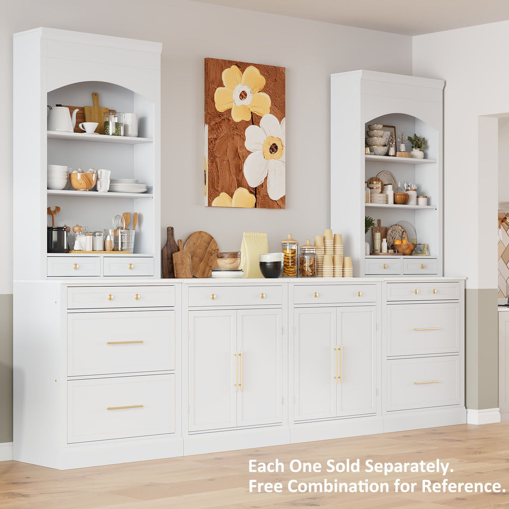 TOPMAX Tall Kitchen Pantry Cabinet Set with Drawers