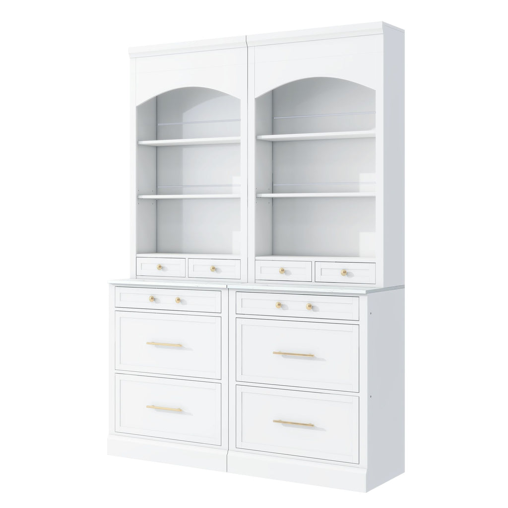TOPMAX Tall Kitchen Pantry Cabinet Set with Drawers