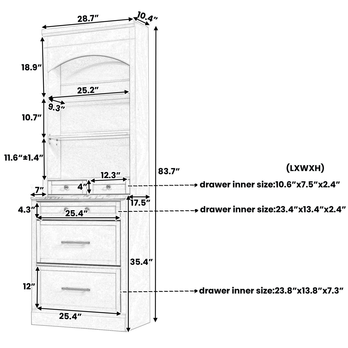TOPMAX Tall Kitchen Pantry Cabinet Set with Drawers