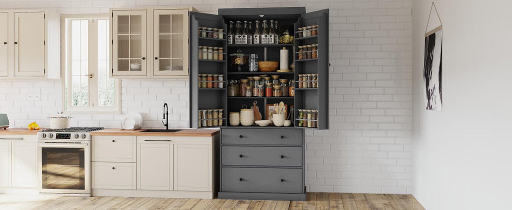 Farmhouse Kitchen Pantry with Flexible Storage