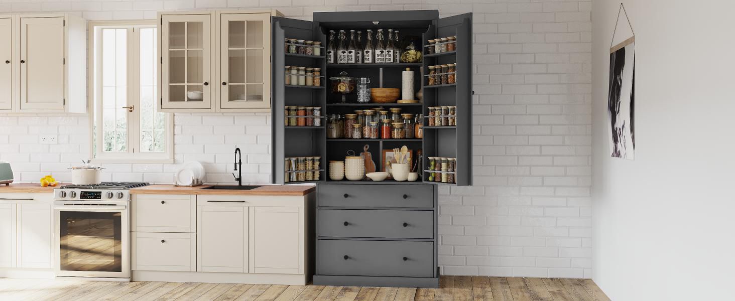 Farmhouse Kitchen Pantry with Flexible Storage