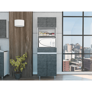 Auburn Microwave Pantry Cabinet with Layered Kitchen Storage