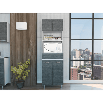 Auburn Microwave Pantry Cabinet with Layered Kitchen Storage