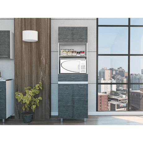 Auburn Microwave Pantry Cabinet with Layered Kitchen Storage