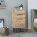 Augusta Light Oak Dresser with Hairpin Legs and Three Drawers