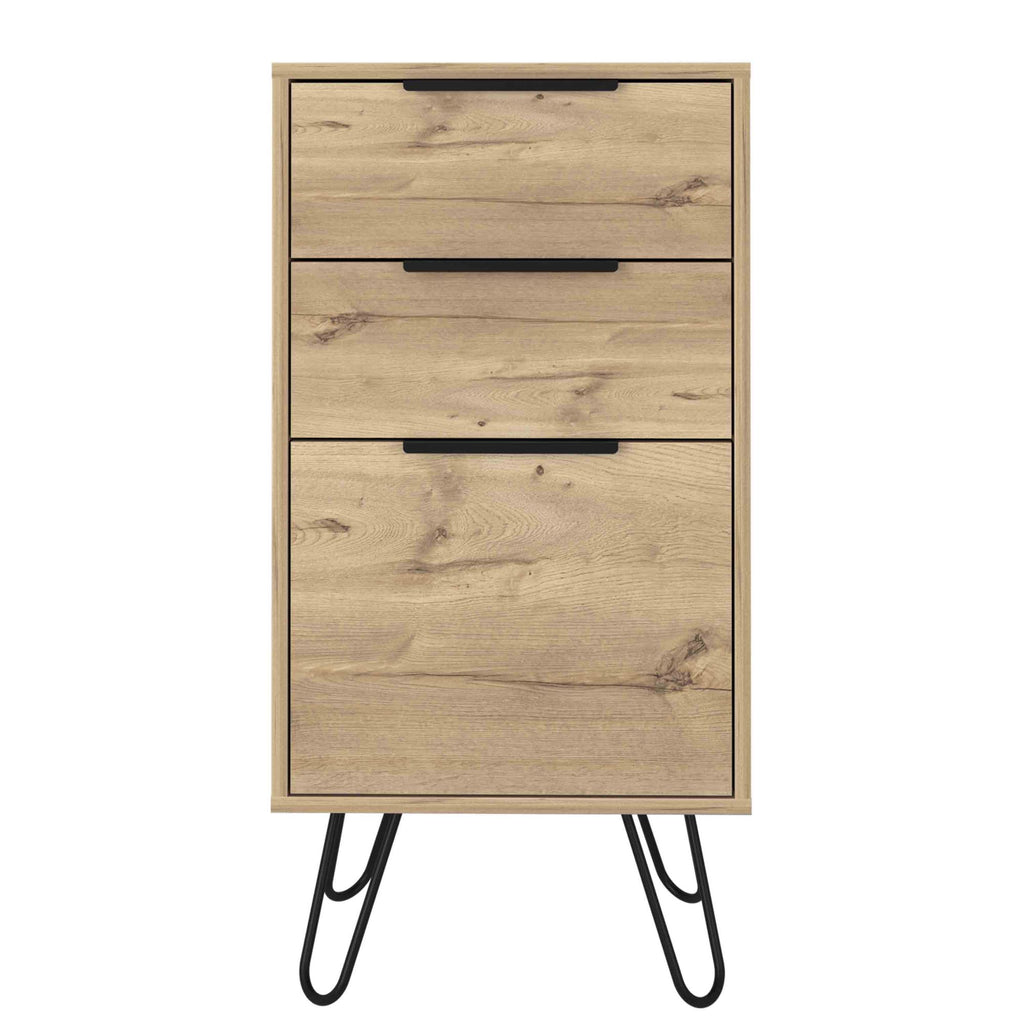Augusta Light Oak Dresser with Hairpin Legs and Three Drawers