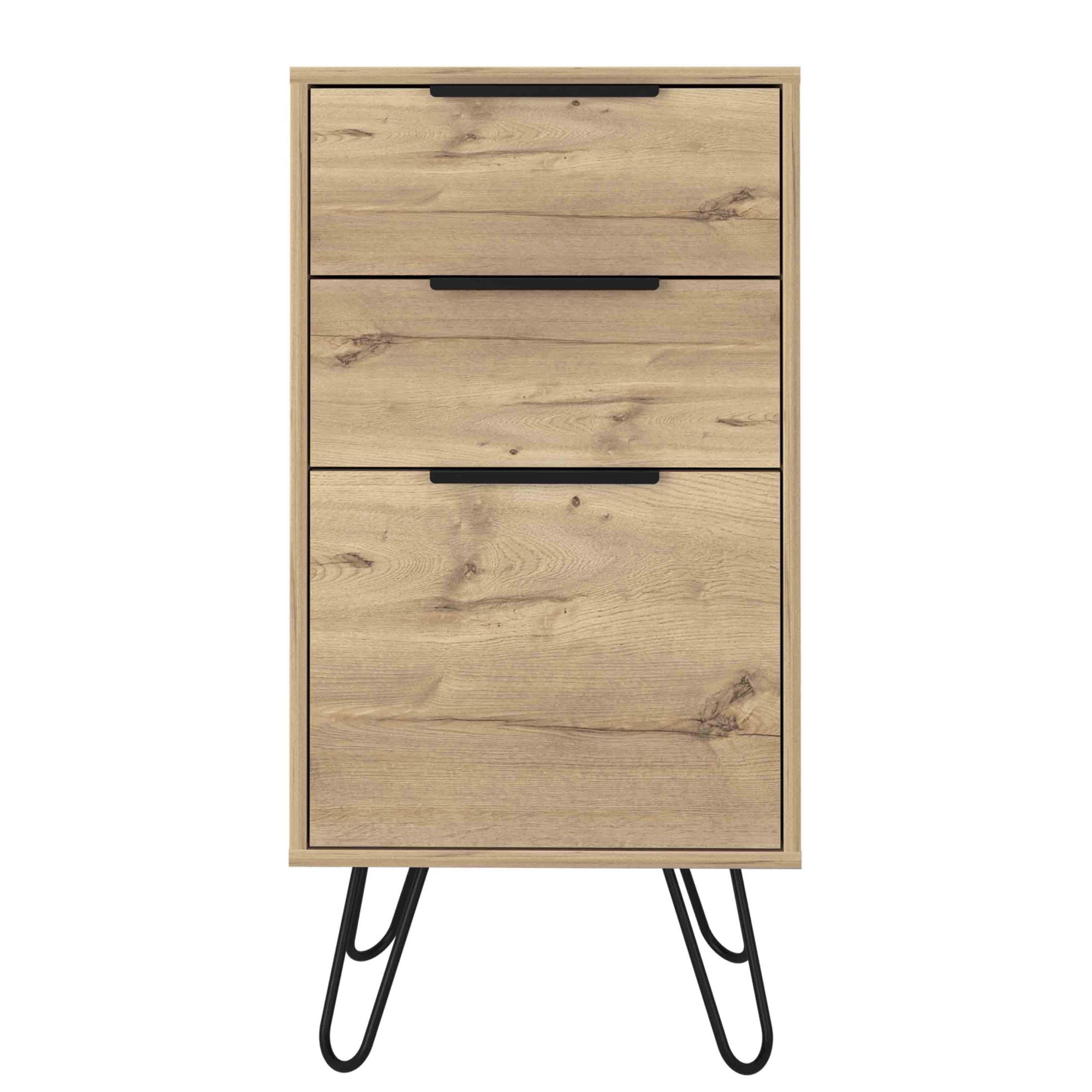 Augusta Light Oak Dresser with Hairpin Legs and Three Drawers