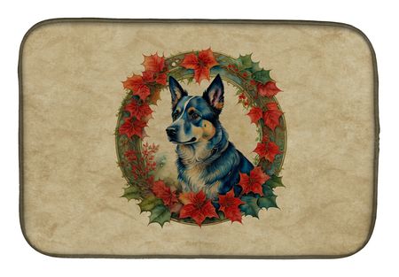 Australian Cattle Dog Christmas Dish Drying Mat