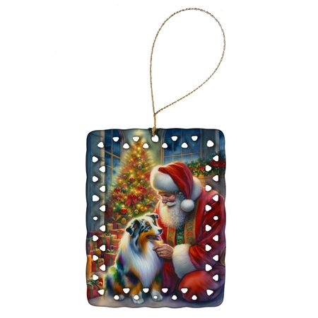 Australian Shepherd and Santa Christmas Ornament