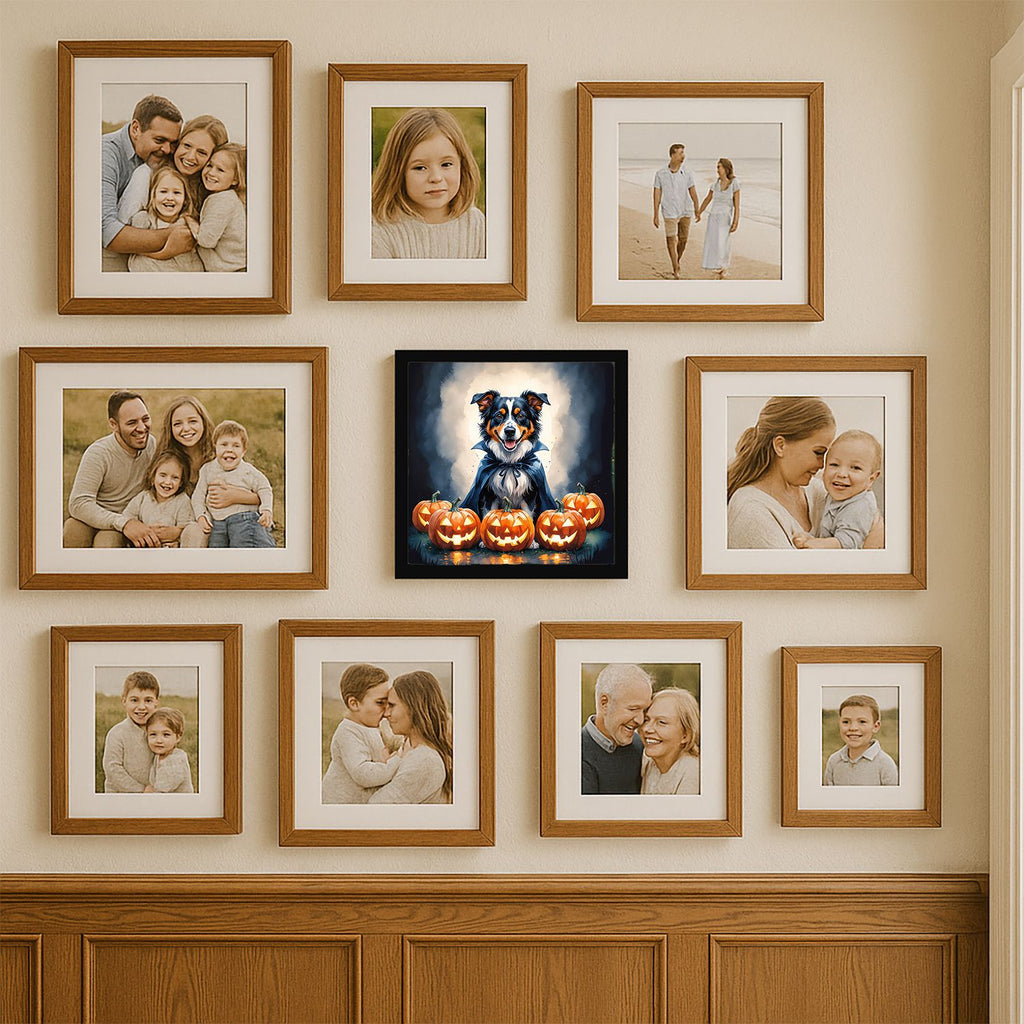 Australian Shepherd Puppy Halloween Framed Wall Art