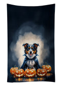Decorative Kitchen Towel with Australian Shepherd Halloween Design