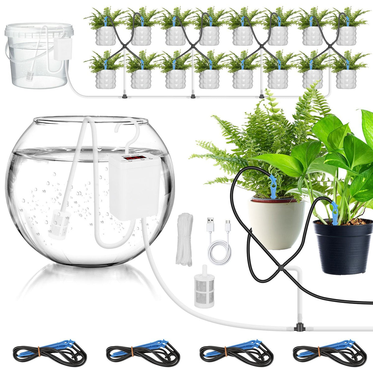 Rechargeable Automatic Plant Watering System with LCD