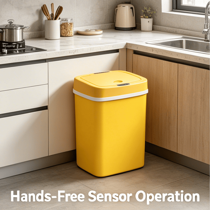 Touchless Automatic Sensor Trash Can - Rectangular Waste Bin with Sealing Ring for Home Office