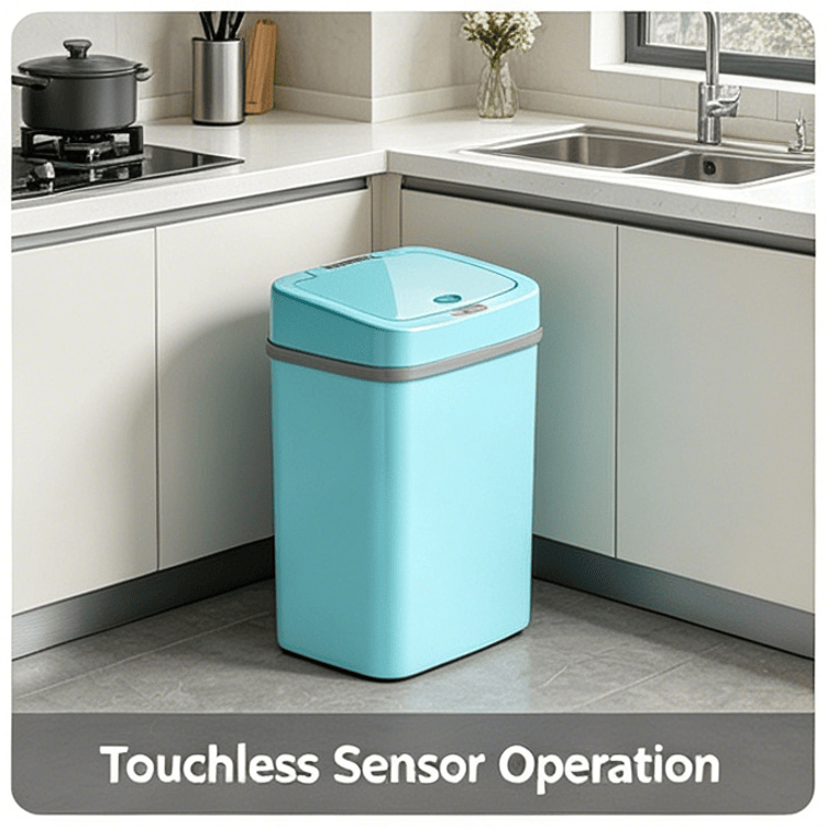 Touchless Automatic Sensor Trash Can - Rectangular Waste Bin with Sealing Ring for Home Office