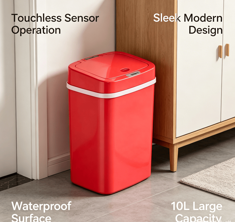 Touchless Automatic Sensor Trash Can - Rectangular Waste Bin with Sealing Ring for Home Office