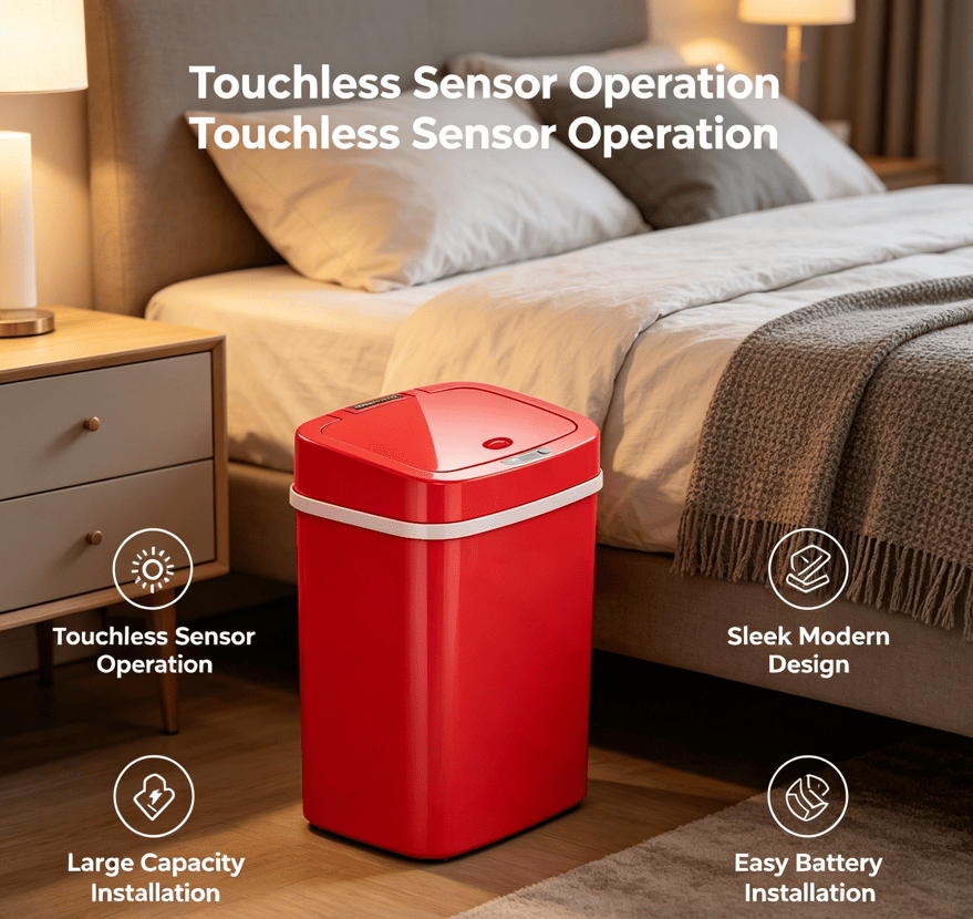 Touchless Automatic Sensor Trash Can - Rectangular Waste Bin with Sealing Ring for Home Office