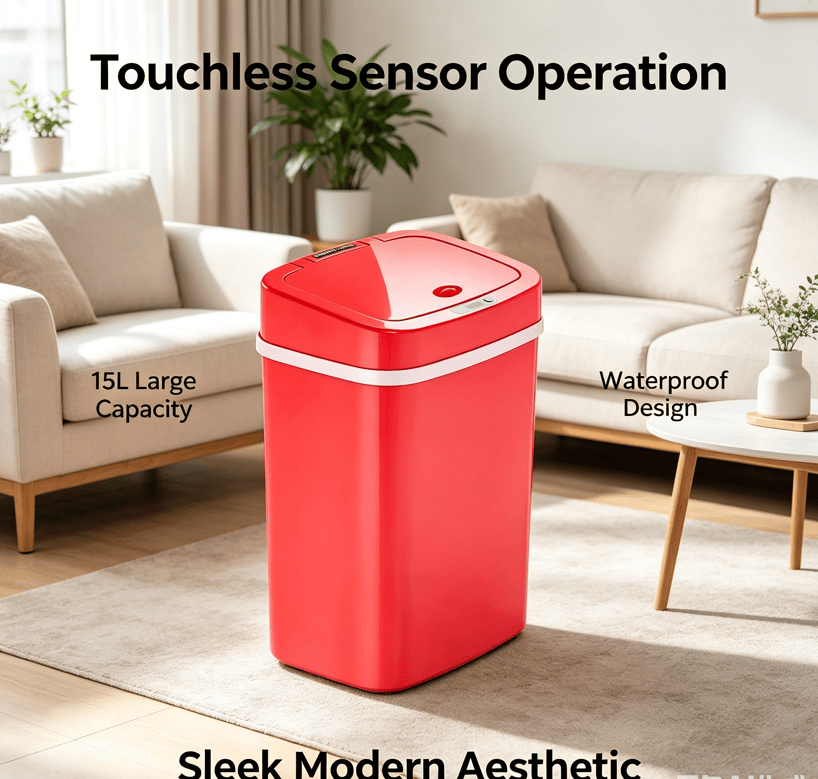 Touchless Automatic Sensor Trash Can - Rectangular Waste Bin with Sealing Ring for Home Office