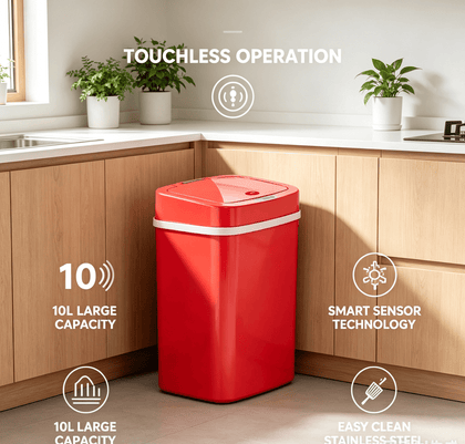 Touchless Automatic Sensor Trash Can - Rectangular Waste Bin with Sealing Ring for Home Office