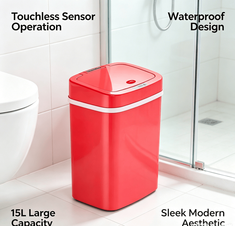 Touchless Automatic Sensor Trash Can - Rectangular Waste Bin with Sealing Ring for Home Office