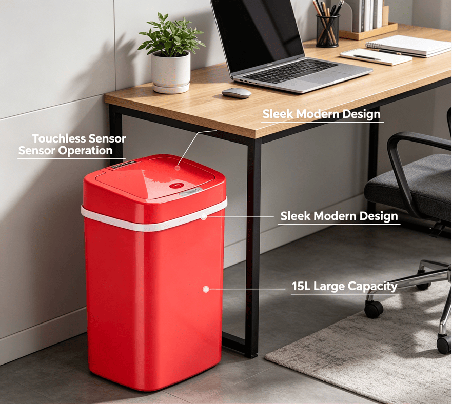 Touchless Automatic Sensor Trash Can - Rectangular Waste Bin with Sealing Ring for Home Office