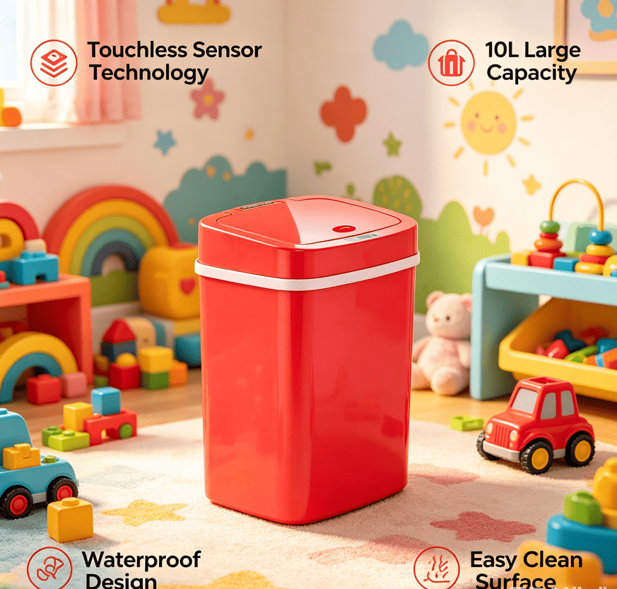 Touchless Automatic Sensor Trash Can - Rectangular Waste Bin with Sealing Ring for Home Office