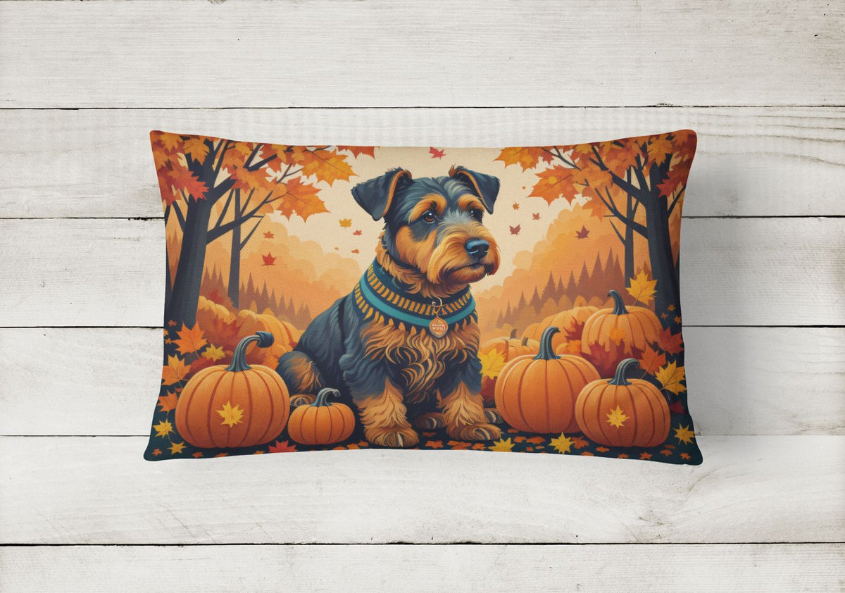 Airedale Terrier Autumn Leaves Throw Pillow