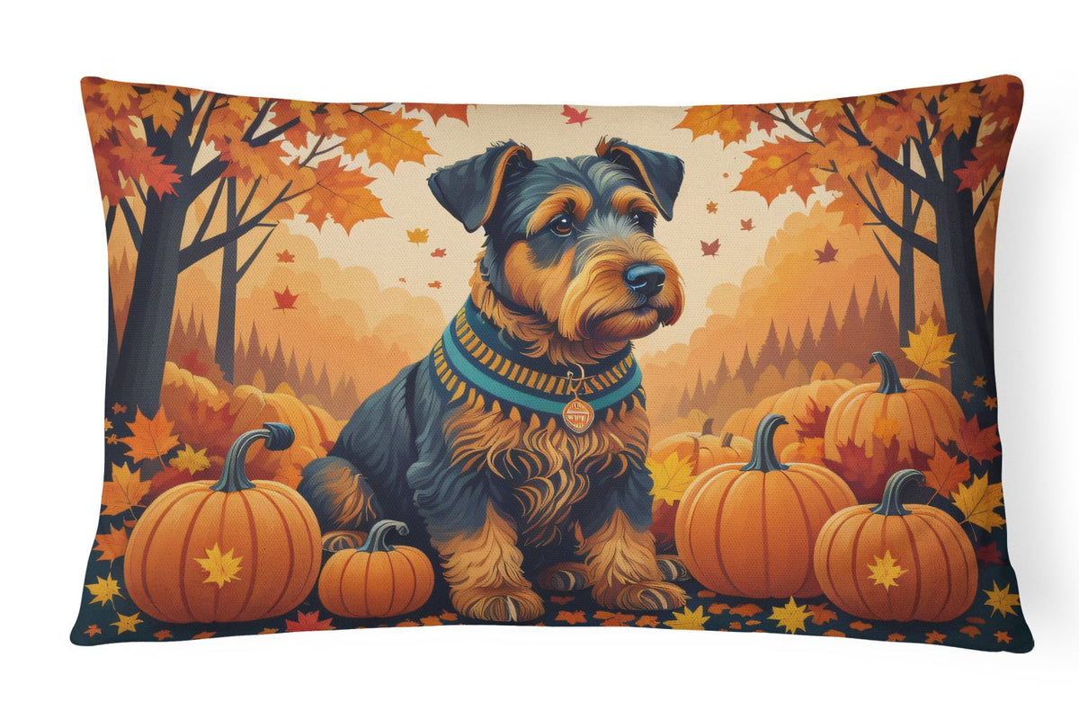 Airedale Terrier Autumn Leaves Throw Pillow